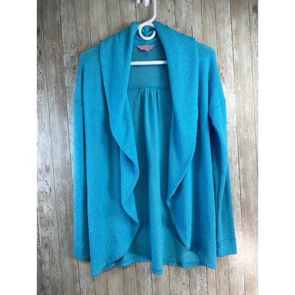 Lilly Pulitzer Sweater Cardigan S Aqua‎ Blue Draped Open Front Relaxed Fit Y2K - Picture 1 of 9